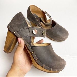 Sanita Tory Mary Jane Heeled Brown Leather Clog